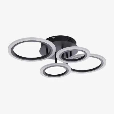 The Range 4 Ring Adjustable LED Ceiling Light with Remote Control - Black