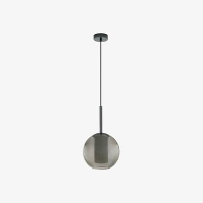 The Range Tindari Round Smoked Black Glass Pendant - Black