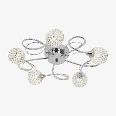 The Range Aherne 5 Light Semi Flush Ceiling Light Chrome with Wire, Bead Shade, G9 - Chrome with Wire