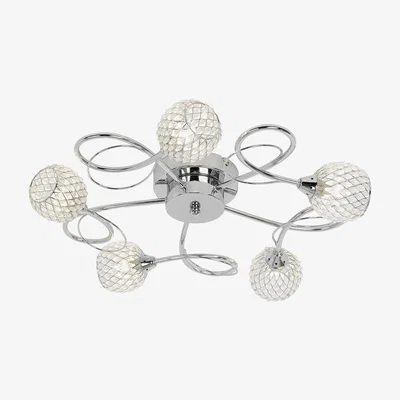 The Range Aherne 5 Light Semi Flush Ceiling Light Chrome with Wire, Bead Shade, G9 - Chrome with Wire