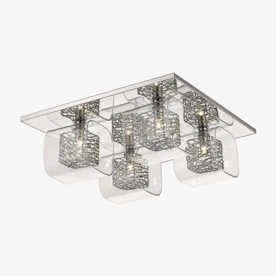 The Range Spring 4 Light Flush Ceiling Light Mesh Chrome, Clear and Glass, G9 - Chrome