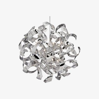 The Range Curls 6 Light Pendant  - Silver