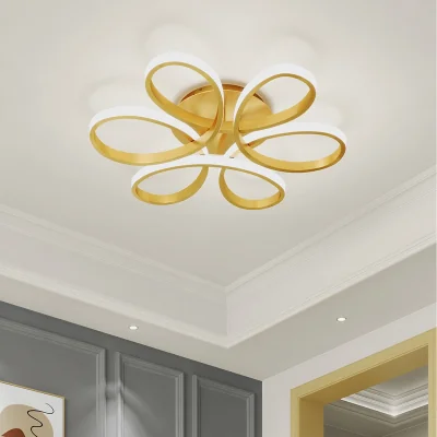 The Range Large Petal Design Gold LED Semi Flush Ceiling Light - Gold