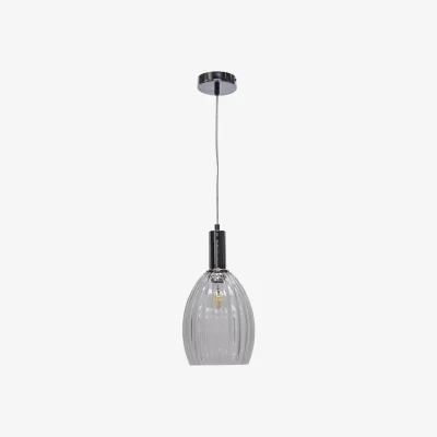 The Range Birch Clear Fluted Glass Chrome Deco Pendant Fitting - Chrome & Clear