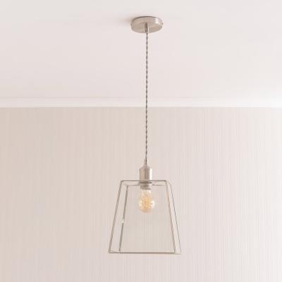 The Range Susie Glass Shade Single Pendant Ceiling Light - Brushed Chrome