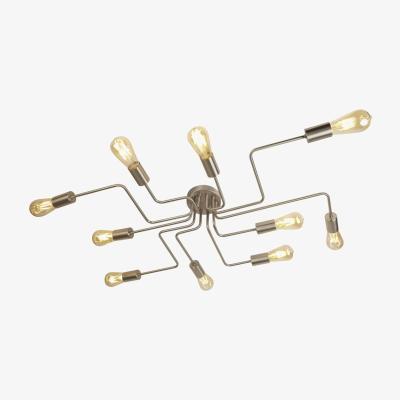 The Range Circuit 10 Light Flush Ceiling Light Satin Silver, E27 - Satin Silver