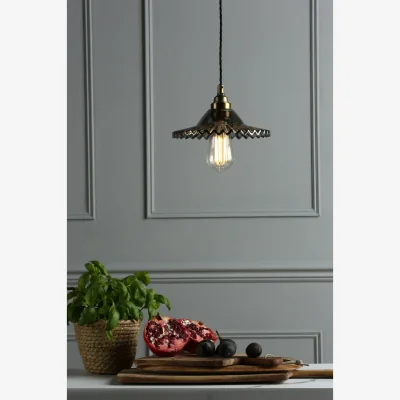 The Range Laura Ashley Pippa Pendant Aged Brass Smoked Glass