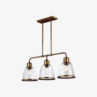 The Range Hobson 3 Light Ceiling Island Chandelier Pendant Bar Light Brass, E27 - Brass
