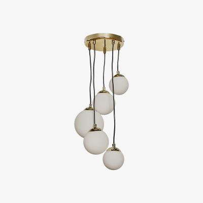 The Range 5 Way Hanging Polished Gold And Glass Globe Shade Ceiling Pendant Light Fitting - Gold
