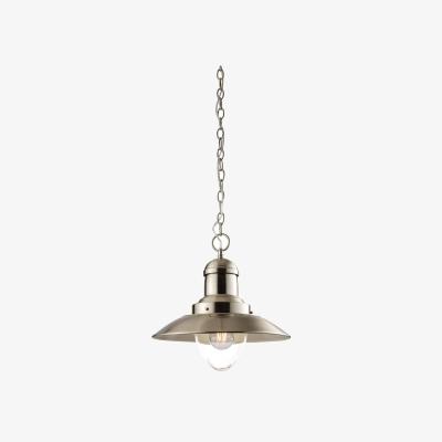 The Range Mendip 1 Light Dome Ceiling Pendant Clear Glass, Satin Nickel, E27 - Clear Glass