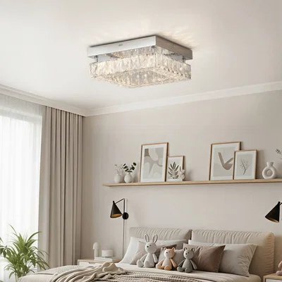 The Range Lifeideas Square Crystal Dimmable Ceiling Light - Chrome Silver
