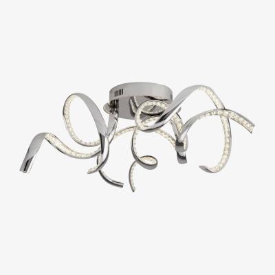 The Range Twirls Integrated LED 3 Light Flush Ceiling Light Chrome, Crystal Glass - Chrome