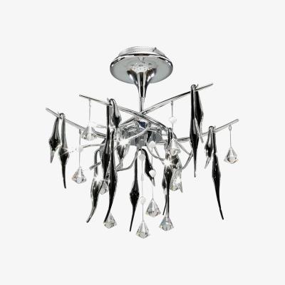 The Range Cygnet Ceiling 10 Light Polished Chrome, Black Glass, Crystal - Polished Chrome