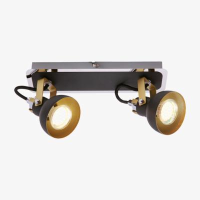 The Range CGC SAFF Two Head Black Wall Ceiling Light With Gold and Chrome Detail - Black
