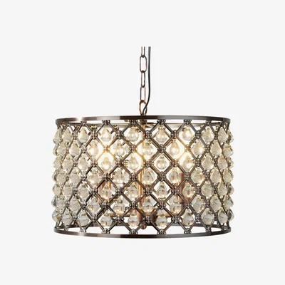 The Range Marquise 3 Light Ceiling Pendant Copper with Glass Crystals, E14 - Copper