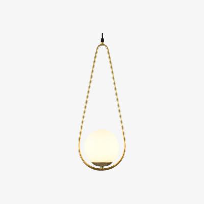 The Range CGC LOPEZ Brushed Gold Brass Ceiling Pendant Light with Pearl White Globe Ball - gold