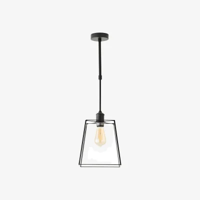 The Range Susie Adjustable Drop Ceiling Light Glass Shade - Matte Black