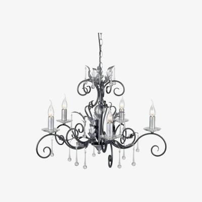 The Range Amarilli 5 Light Chandelier Black, Silver Floral Leaves Design , E14 - Silver