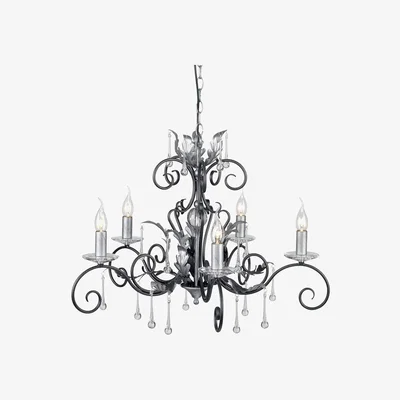 The Range Amarilli 5 Light Chandelier Black, Silver Floral Leaves Design , E14 - Silver