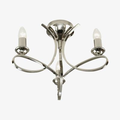 The Range Penn 3 Light Semi Flush Multi Arm Ceiling Light Polished Nickel, E14 - Polished Nickel Plate