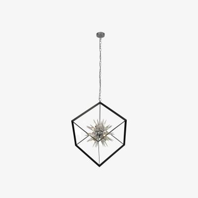 The Range Stellar 6Lt Pendant- Black Metal and Crystal Glass - Chrome