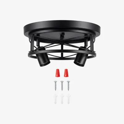 The Range Ceiling Lights E27 Metal Cage 90 Adjustable Kitchen Fixture Black - Black