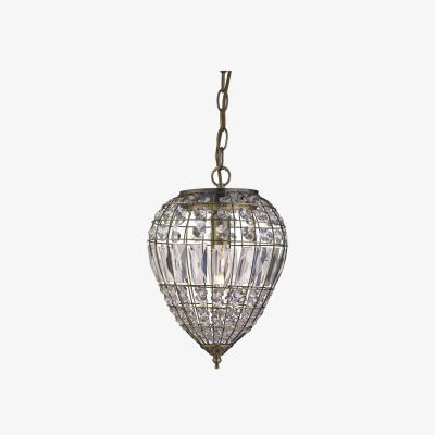The Range Pineapple Ceiling Drop Pendant Antique Brass with Glass Crystals, E14 - Antique Brass