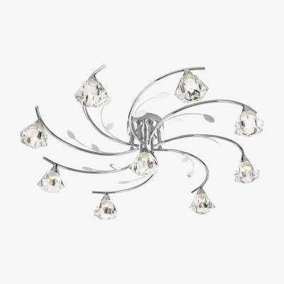 The Range Sierra 9 Light Multi Arm Ceiling Semi Flush Light Chrome and Glass, G9 - Chrome