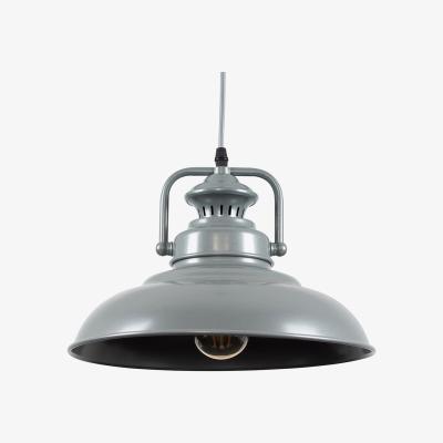 The Range Industrial Style Satin Grey Metal Ceiling Pendant Light Fitting - Grey