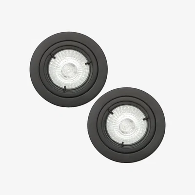 The Range 2 Pack of Fixed Recessed Fire Rated IP20 Downlights - Black / 0.6kg / 13.5cm