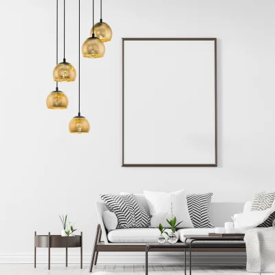 The Range Eglo Albaraccin Gold Coloured  Steel Modern Clustered 5 Light Pendant - Black