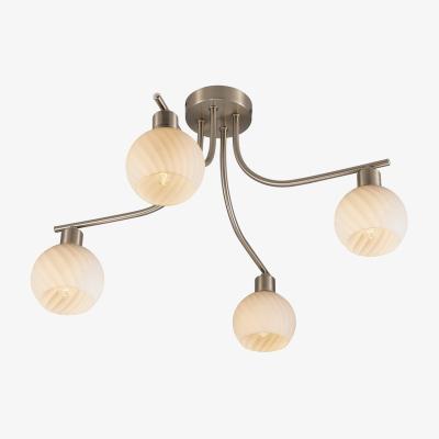 The Range Carmen Semi Flush Ceiling E14 Satin Nickel, Swirl Pattern Fosted Glass - Satin Nickel