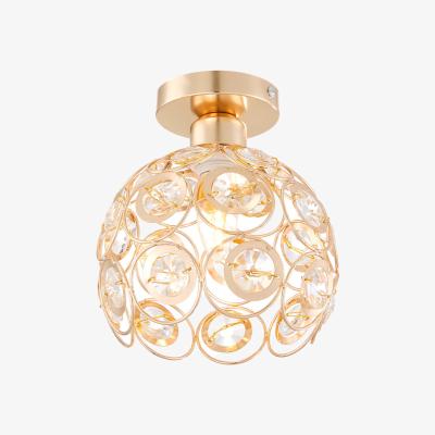 The Range Livingandhome E27 Modern Semicircular Shade Crystal Ceiling Light - Gold