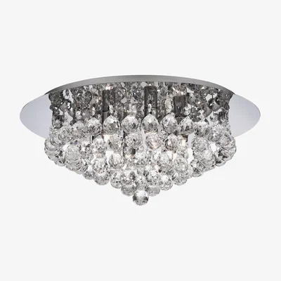 The Range Hanna 6 Light Semi Flush Ceiling Light Chrome with Crystals, G9 - Chrome