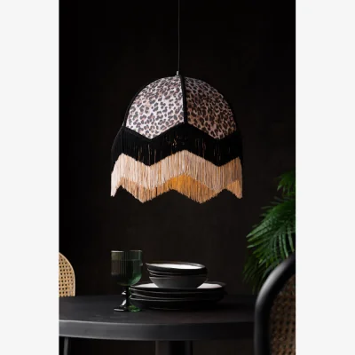 Rockett St George Leopard Love Print Double Tassel Edge Ceiling Light