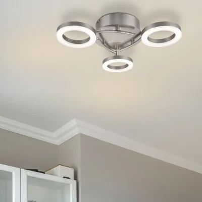 The Range COSYLYTE Juni 3 Ring Integrated LED Ceiling Flush Light - Matt Nickel