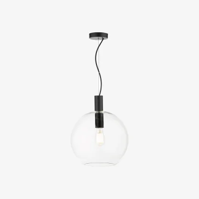 The Range Zula Single Pendant Matt Black Clear Glass