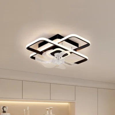 The Range Lifeideas Modern LED Ceiling Light with Fan, square frame - White