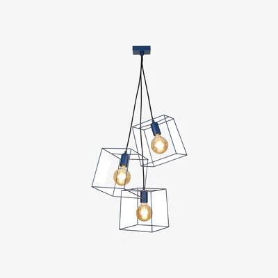 The Range Nico Wire Frame Cluster Pendant - Navy Blue