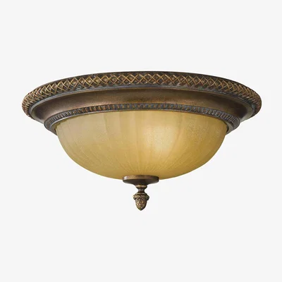 The Range Kelham Hall 2 Light Flush Ceiling Light Gold, Bronze, E27 - Gold