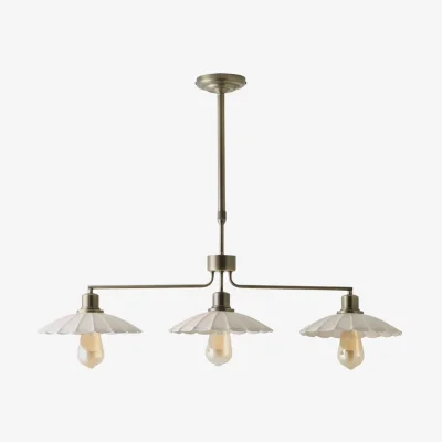 The Range Holborn Cream Scallop 3 Drop Diner Bar Ceiling Light / Yes - Cream / No