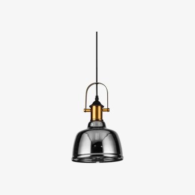 The Range CGC TOBY Industrial Grey Smoked Glass Pendant Light with Brass Fitting - grey