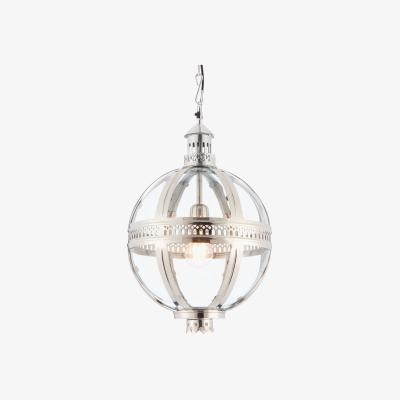 The Range Vienna 1 Light Spherical Pendant Bright Nickel Plated On Solid Brass, Glass, E27 - Clear Glass