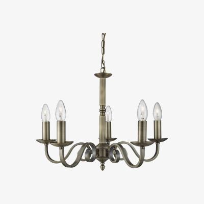 The Range Richmond 5 Light Multi Arm Multi Arm Ceiling Pendant Antique Brass, E14 - Antique Brass