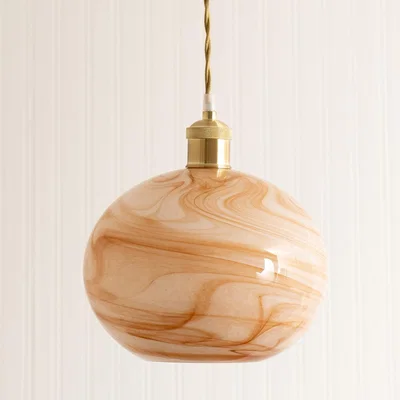 The Range Sookie Alabaster Marble Effect Easy Fit Ceiling Light Shade and LED Bulb - Neutral