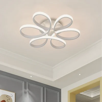 The Range Acrylic Petal LED Semi Flush Ceiling Light with Dimming - White