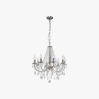 The Range Kyra Ceiling Pendant Chandelier 8 Light Satin Nickel, Crystal - Satin Nickel