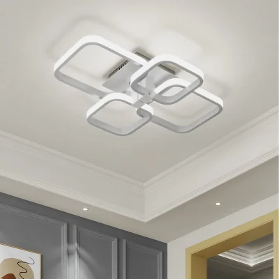 The Range Square Dimmable LED Semi Flush Ceiling Light - White
