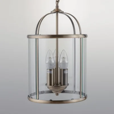 The Range Alicia 3lt Ceiling Single Pendant Light - Antique Brass Plate And Clear Glass