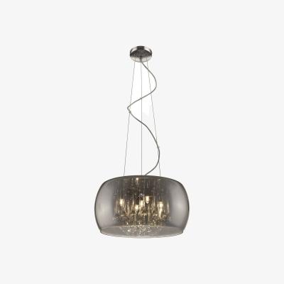 The Range Spring 5 Light Ceiling Pendant Chrome, Smoked grey Glass Shade Crystals, G9 - Chrome